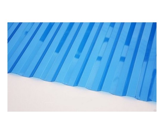 Профилированный поликарбонат 0,8 мм, волна 70/14мм, синий