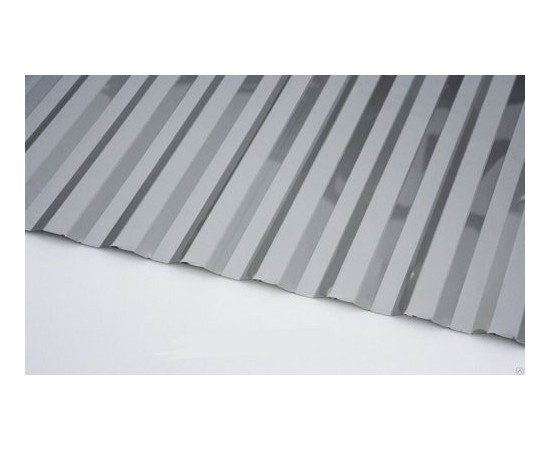 Профилированный поликарбонат 0,8 мм, волна 70/14мм, серебро - фото 5311