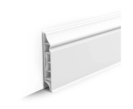 Плинтус напольный Ideal Дюра 001 Белый фигурный 2200*80*15 мм - фото 44622
