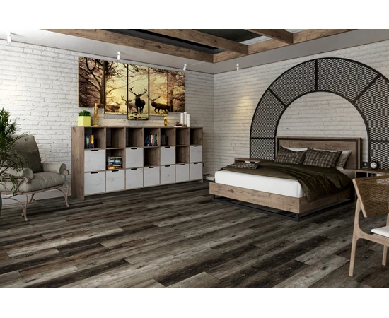 Кварц-виниловая LVT плитка DAMY FLOOR FAMILY TCM369-7-LVT Дуб Рустикальный Черный - фото 200299