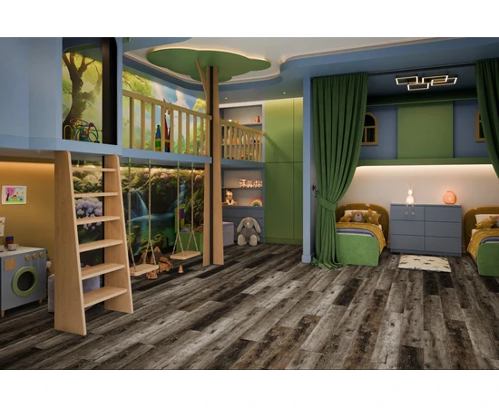 Кварц-виниловая LVT плитка DAMY FLOOR FAMILY TCM369-7-LVT Дуб Рустикальный Черный - фото 200311