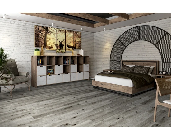 Кварцевый SPC ламинат DAMY FLOOR FAMILY T7020-5D Дуб Состаренный Серый - фото 201587
