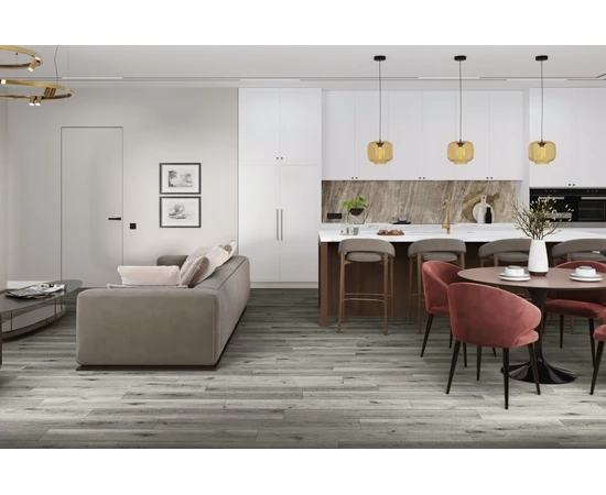Кварцевый SPC ламинат DAMY FLOOR FAMILY T7020-5D Дуб Состаренный Серый - фото 201611
