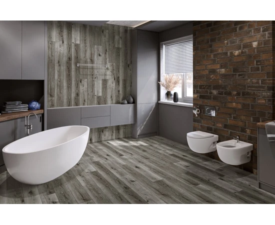 Кварцевый SPC ламинат DAMY FLOOR FAMILY T7020-5D Дуб Состаренный Серый - фото 201583