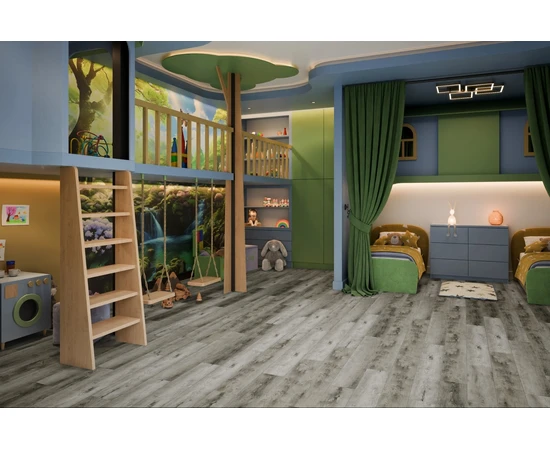 Кварцевый SPC ламинат DAMY FLOOR FAMILY TCM369-28 Дуб Рустикальный Cерый - фото 201851