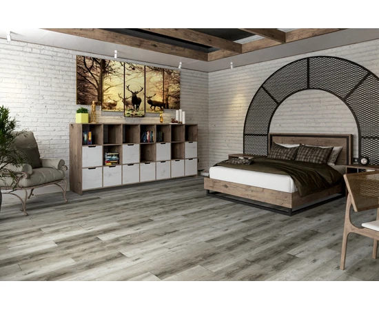 Кварцевый SPC ламинат DAMY FLOOR FAMILY TCM369-28 Дуб Рустикальный Cерый - фото 201855