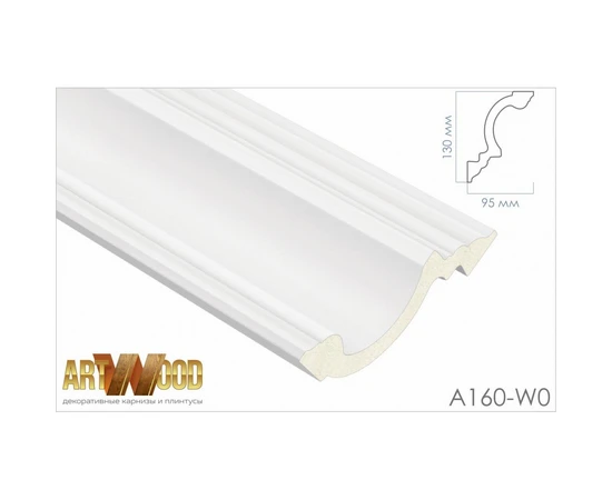Плинтус потолочный Hi Wood A160-W0 130х95х2400 мм - фото 210579
