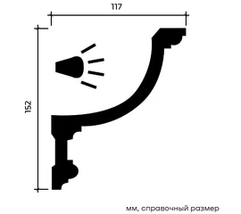 Карниз Европласт 1.50.209 жёсткий 117х152х2000 мм - фото 213051mini