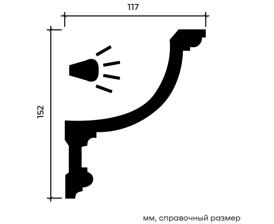 Карниз Европласт 1.50.209 жёсткий 117х152х2000 мм - фото 213051