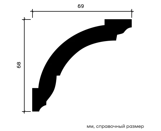 Карниз Европласт 1.50.101 жёсткий 69х68х2000 мм - фото 213195