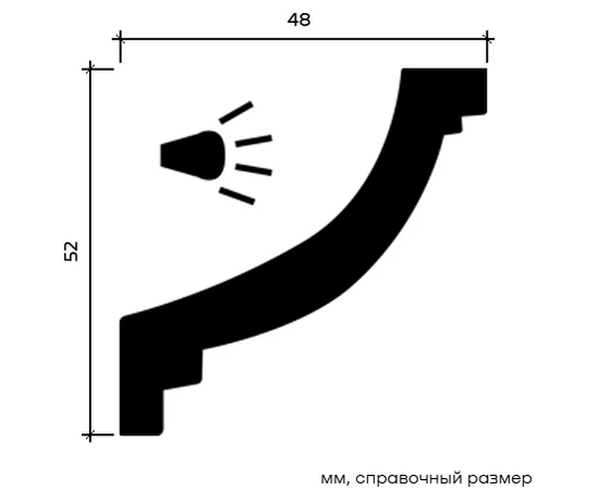 Карниз Европласт 1.50.215 жёсткий 48х52х2000 мм - фото 213219