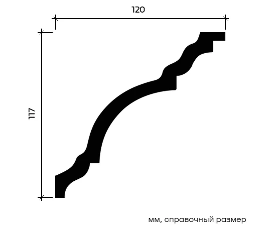 Карниз Европласт 1.50.148 жёсткий 120х117х2000 мм - фото 213339