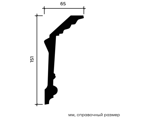 Карниз Европласт 1.50.163 жёсткий 65х151х2000 мм - фото 213435