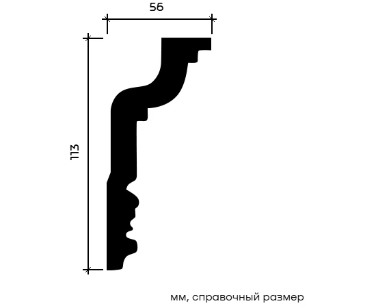 Карниз Европласт 1.50.119 жёсткий 56х113х2000 мм - фото 214211