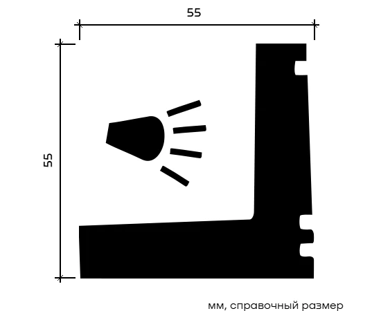 Карниз Европласт 1.50.226 жёсткий 55х55х2000 мм - фото 214575