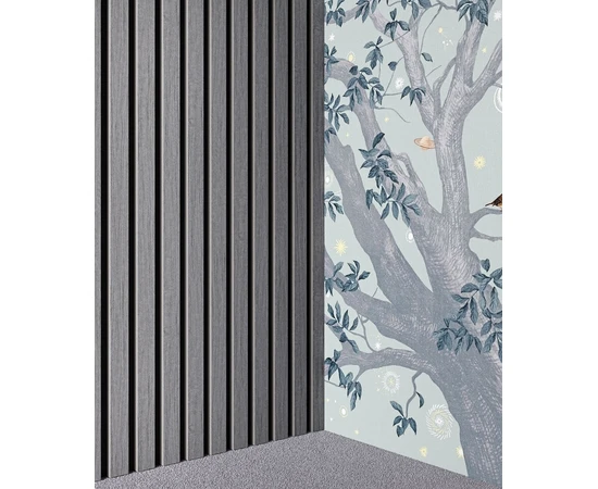 Реечная панель акустическая, Cosca Decor, Дуб Ардженто светло-серый 2750x600x21мм, черный войлок - фото 231103
